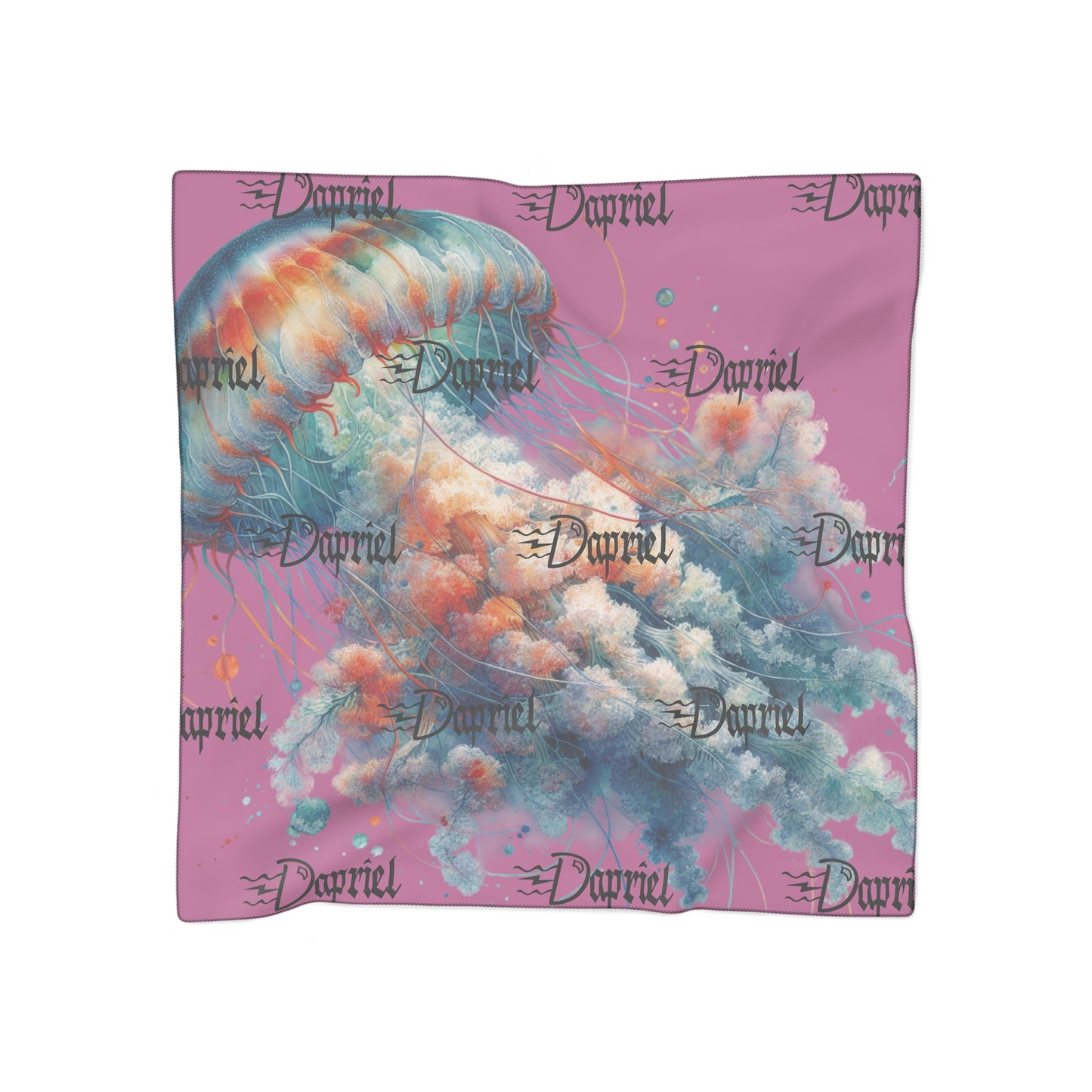 Artistic Jellyfish Poly Scarf - Stylish Accessory for Ocean Lovers