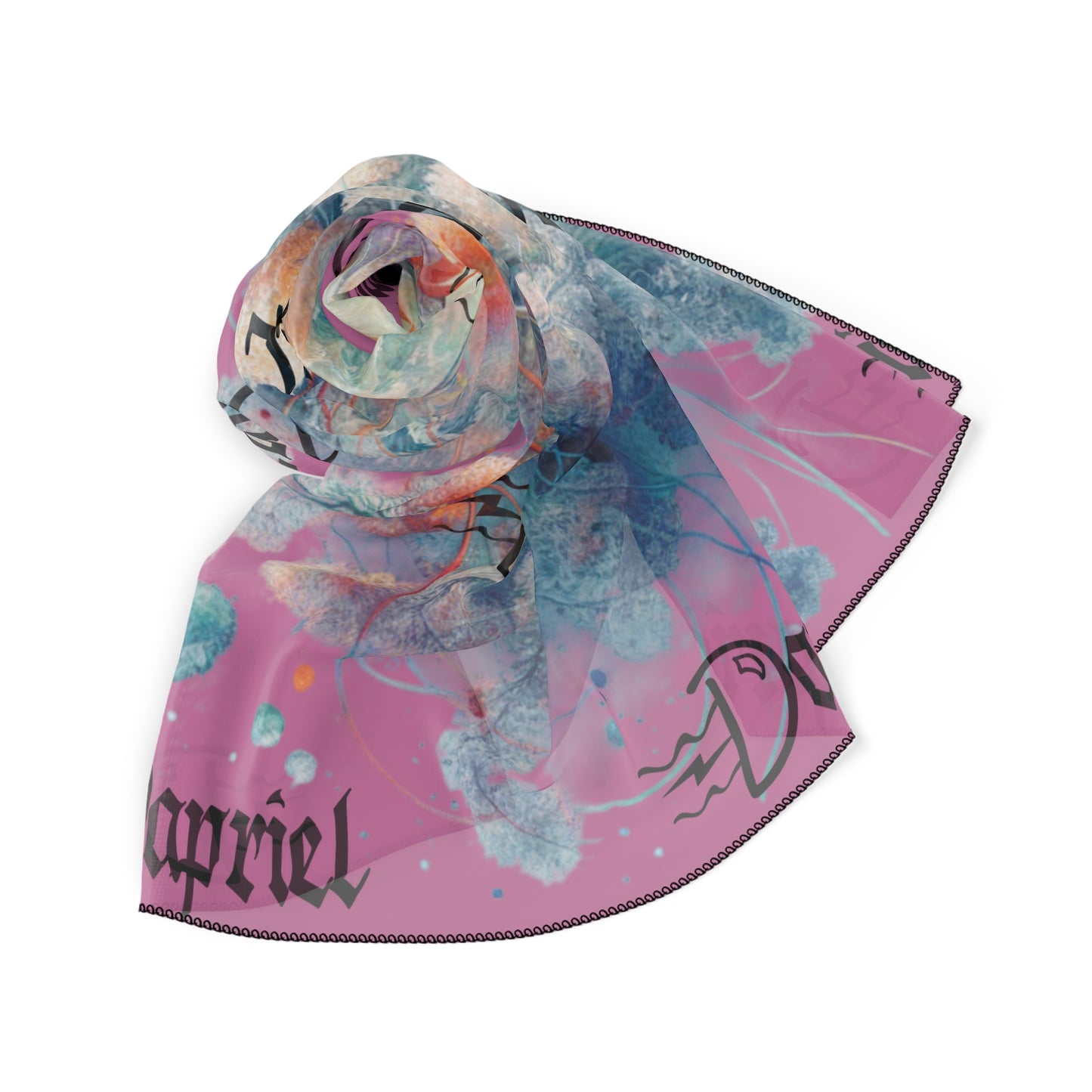 Artistic Jellyfish Poly Scarf - Stylish Accessory for Ocean Lovers