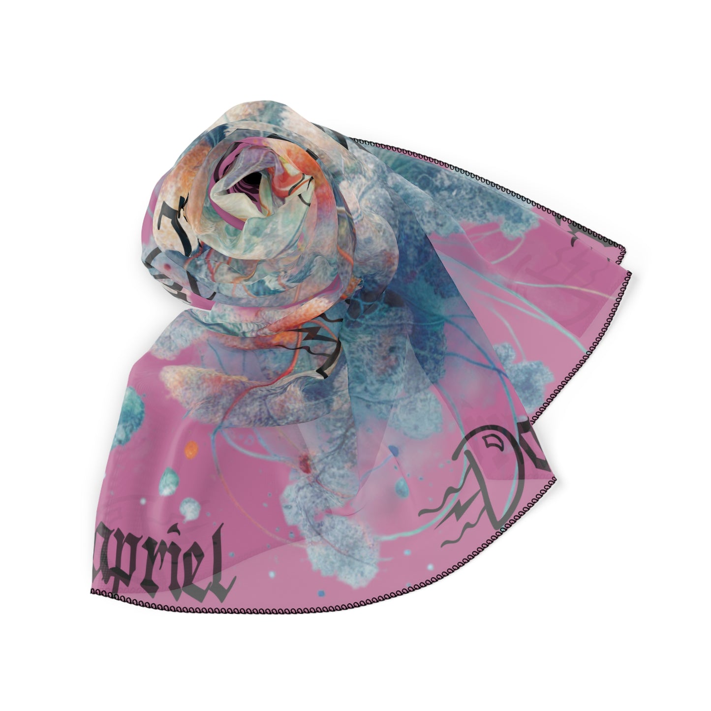 Artistic Jellyfish Poly Scarf - Stylish Accessory for Ocean Lovers
