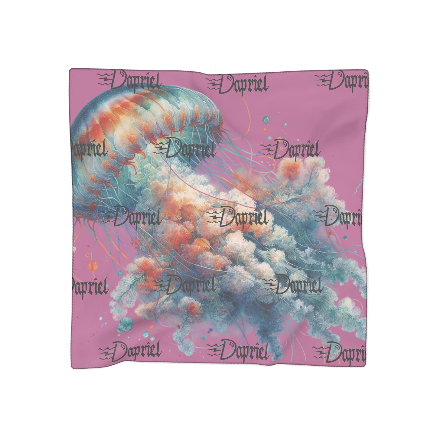 Artistic Jellyfish Poly Scarf - Stylish Accessory for Ocean Lovers
