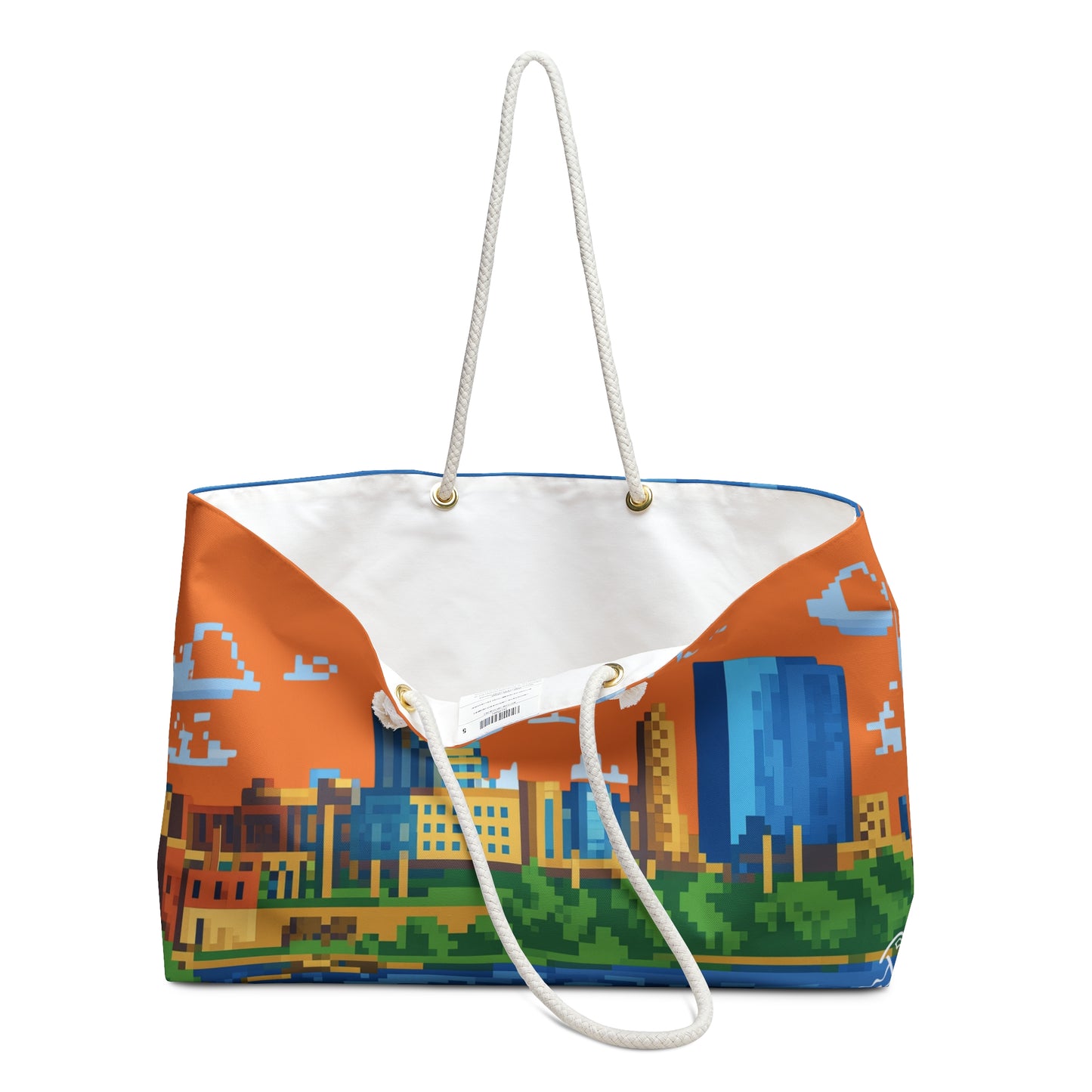 Pixel City Weekender Bag — Retro 8-Bit Skyline Travel Tote